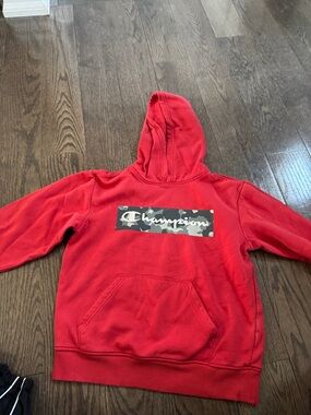 Champion Red Kids' Hoodie with Camo Logo Box
